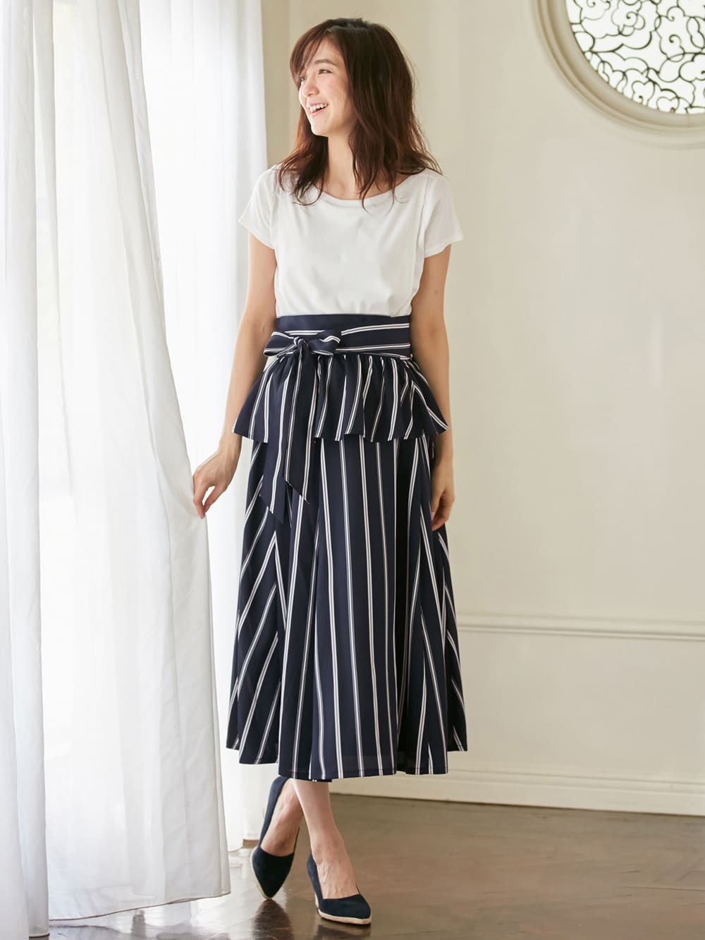 マタニティ トップス|綿混やわらかフライス半袖ボートネックTシャツ マタニティ・授乳服【出産後も長く使える】|ホワイト
