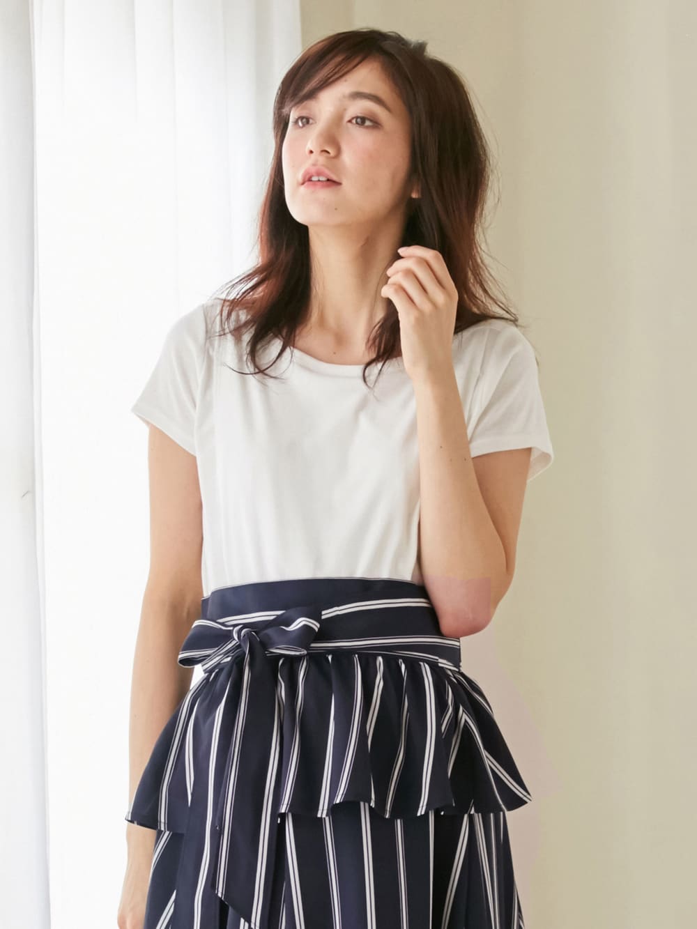 マタニティ トップス|綿混やわらかフライス半袖ボートネックTシャツ マタニティ・授乳服【出産後も長く使える】|ネイビー