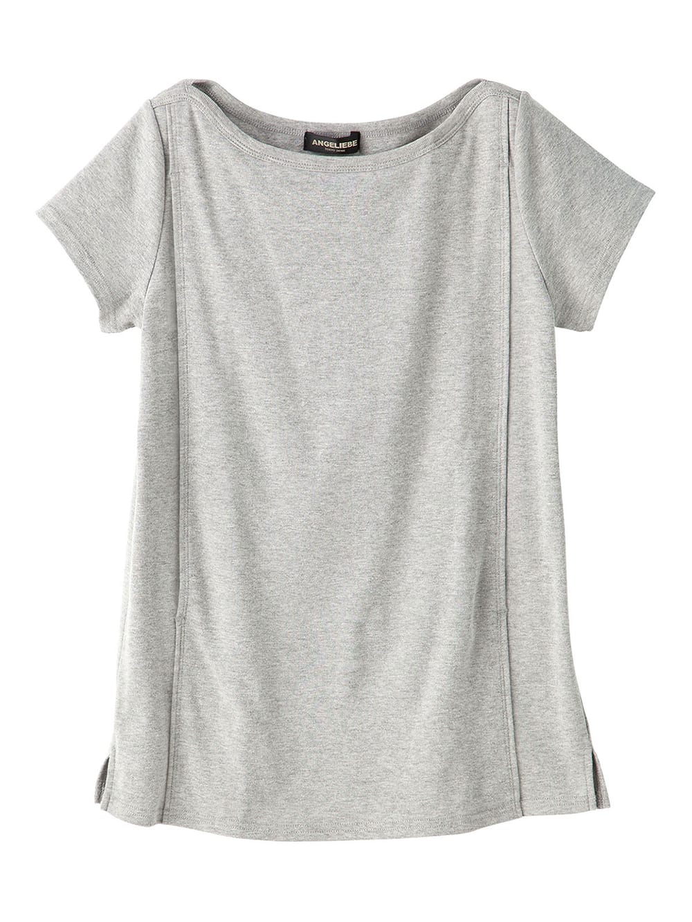マタニティ トップス|綿混やわらかフライス半袖ボートネックTシャツ マタニティ・授乳服【出産後も長く使える】|杢グレー