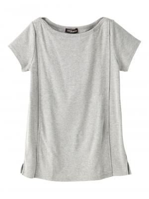 マタニティ トップス|綿混やわらかフライス半袖ボートネックTシャツ マタニティ・授乳服【出産後も長く使える】|杢グレー