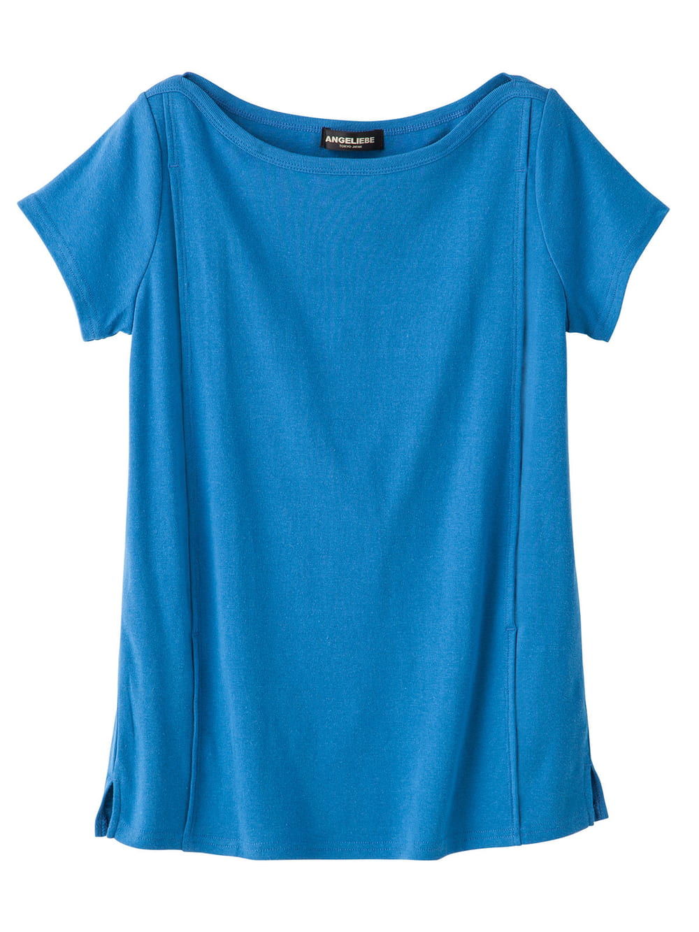 マタニティ トップス|綿混やわらかフライス半袖ボートネックTシャツ マタニティ・授乳服【出産後も長く使える】|ブルー