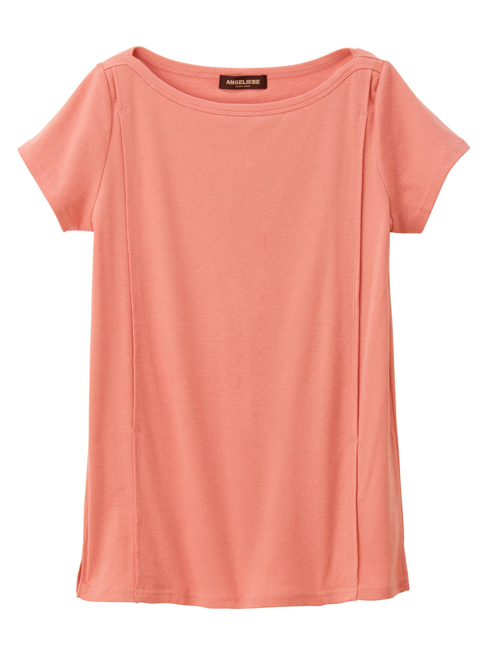 マタニティ トップス|綿混やわらかフライス半袖ボートネックTシャツ マタニティ・授乳服【出産後も長く使える】|ピンク