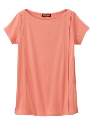 マタニティ トップス|綿混やわらかフライス半袖ボートネックTシャツ マタニティ・授乳服【出産後も長く使える】|ピンク