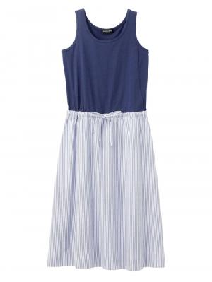 マタニティ ワンピース|ノースリーブギャザーワンピース　マタニティ・授乳服【出産後も長く使える】|ネイビー×ストライプ