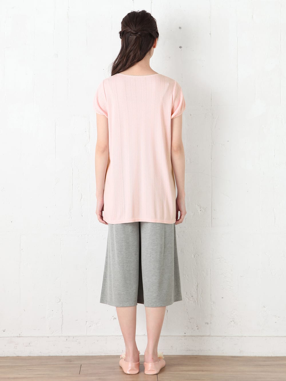 マタニティ パジャマ・ルームウェア|【授乳口付】レース付パターンメッシュパジャマ