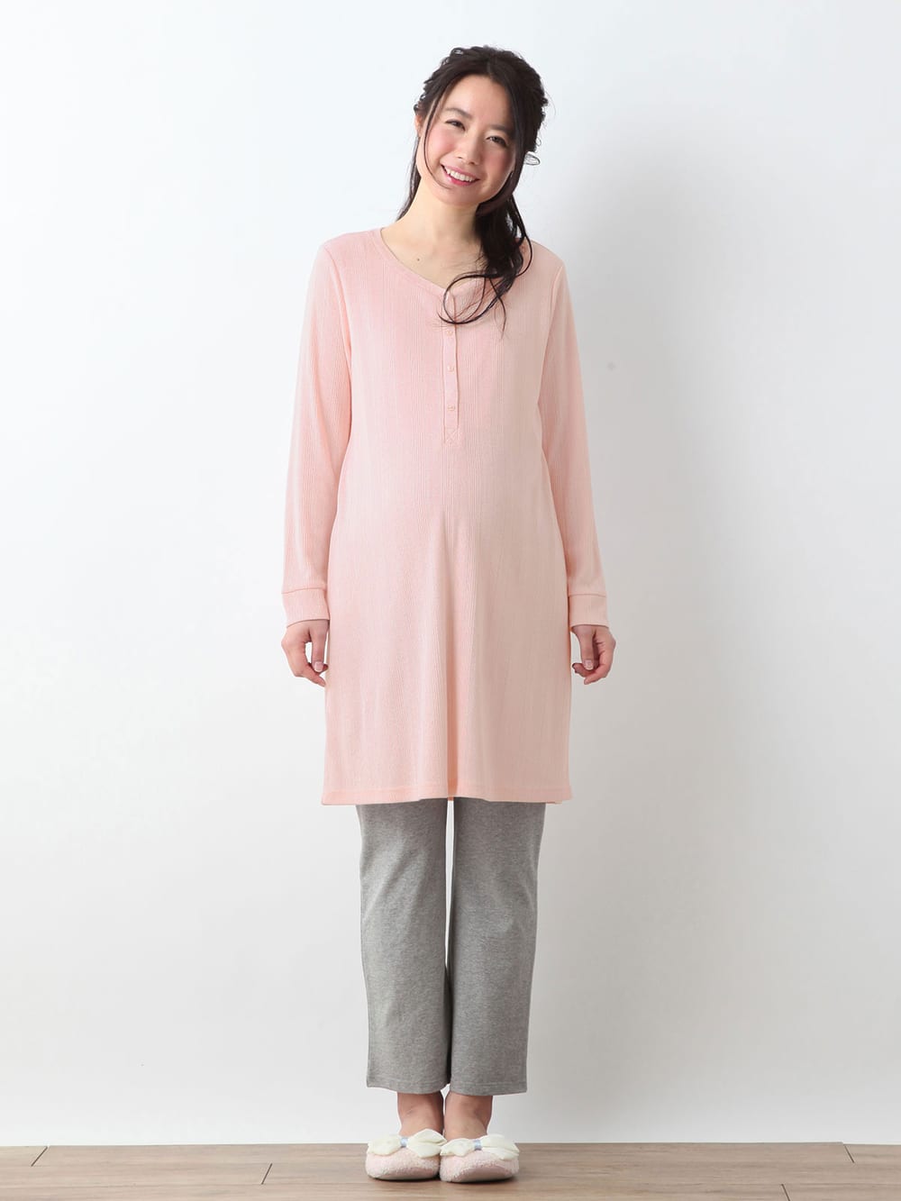 授乳口付 ふんわりパターンメッシュチュニック レギンスセット エンジェリーベ マタニティウェア 授乳服通販 エンジェリーベ 公式