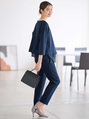 マタニティ トップス|ストレッチジョーゼットVネックレイヤードトップス マタニティ・授乳服【出産後も長く使える】|ネイビー