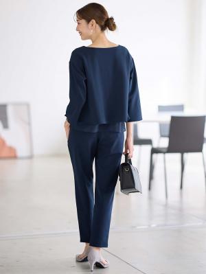 マタニティ トップス|ストレッチジョーゼットVネックレイヤードトップス マタニティ・授乳服【出産後も長く使える】|ネイビー