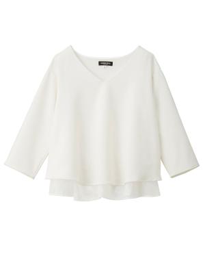 マタニティ トップス|ストレッチジョーゼットVネックレイヤードトップス マタニティ・授乳服【出産後も長く使える】|オフホワイト