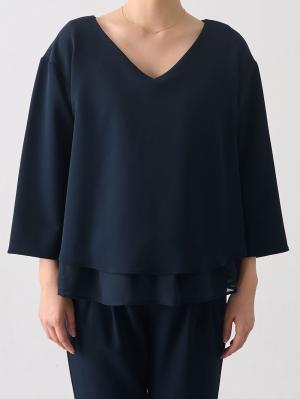 マタニティ トップス|ストレッチジョーゼットVネックレイヤードトップス マタニティ・授乳服【出産後も長く使える】