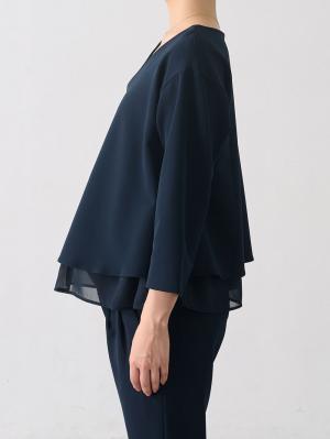 マタニティ トップス|ストレッチジョーゼットVネックレイヤードトップス マタニティ・授乳服【出産後も長く使える】