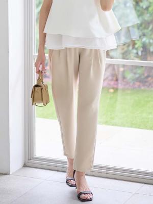 P・パンツ　ストレッチジョーゼットテーパード21787