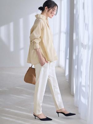 マタニティ パンツ|P・パンツ　ストレッチジョーゼットテーパード|オフホワイト