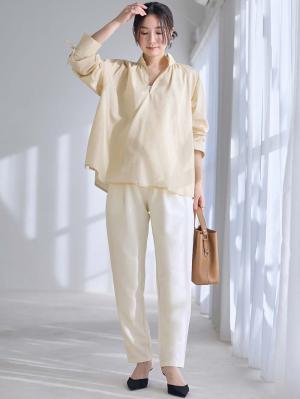 マタニティ パンツ|P・パンツ　ストレッチジョーゼットテーパード|オフホワイト