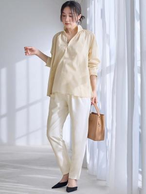 マタニティ パンツ|P・パンツ　ストレッチジョーゼットテーパード|オフホワイト