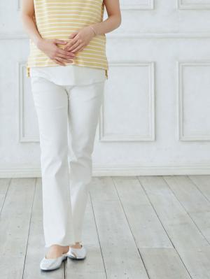 【産前産後対応】ハイストレッチトラペーズデニムパンツ（2レングス展開）【出産後も長く使える】21789