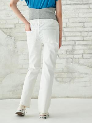 マタニティ パンツ|【産前産後対応】ハイストレッチトラペーズデニムパンツ（2レングス展開）【出産後も長く使える】