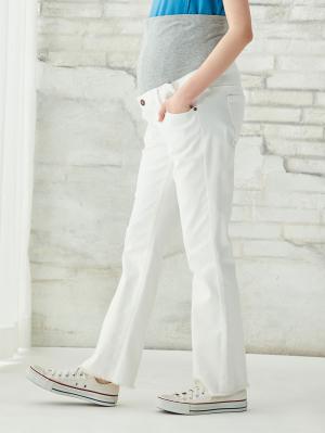 マタニティ パンツ|【産前産後対応】ハイストレッチトラペーズデニムパンツ（2レングス展開）【出産後も長く使える】