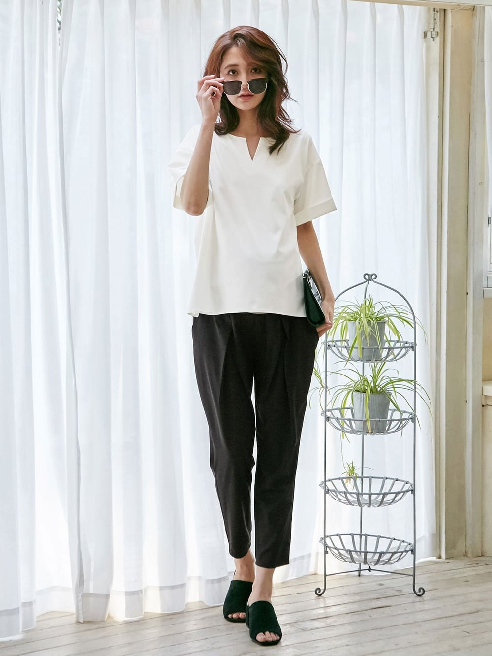 マタニティ トップス|スラッシュネック半袖トップス　マタニティ・授乳服【出産後も長く使える】|オフホワイト