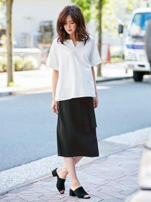 マタニティ トップス|スラッシュネック半袖トップス　マタニティ・授乳服【出産後も長く使える】|オフホワイト