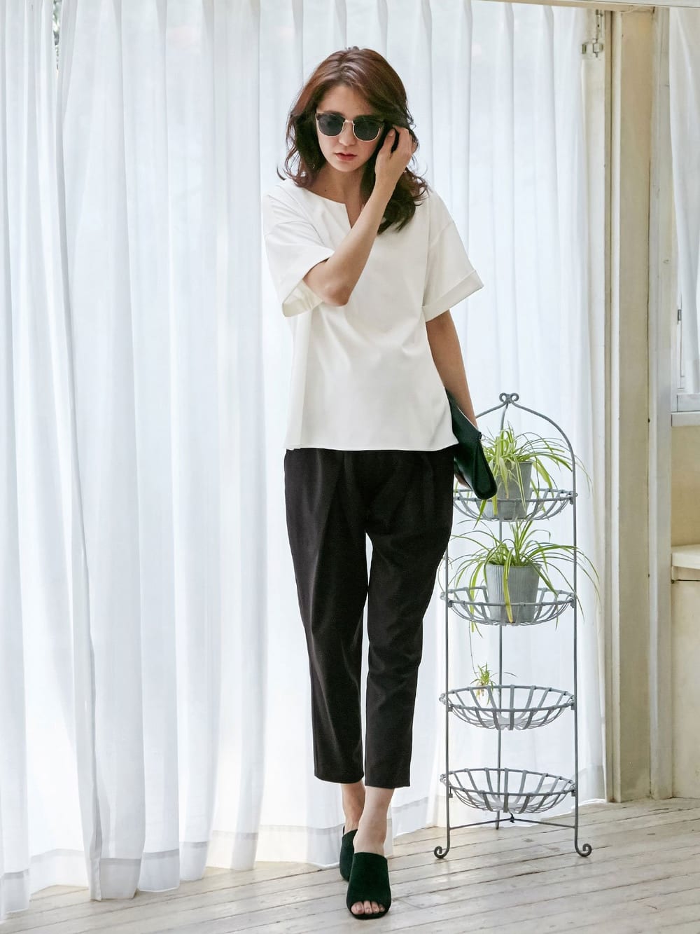 マタニティ トップス|スラッシュネック半袖トップス　マタニティ・授乳服【出産後も長く使える】|オフホワイト