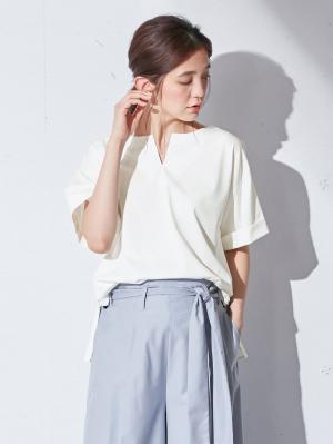 マタニティ トップス|スラッシュネック半袖トップス　マタニティ・授乳服【出産後も長く使える】|オフホワイト