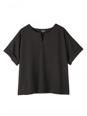 マタニティ トップス|スラッシュネック半袖トップス　マタニティ・授乳服【出産後も長く使える】|ブラック