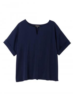 マタニティ トップス|スラッシュネック半袖トップス　マタニティ・授乳服【出産後も長く使える】|ネイビー