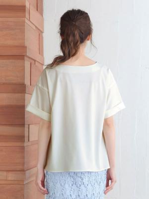 マタニティ トップス|スラッシュネック半袖トップス　マタニティ・授乳服【出産後も長く使える】|オフホワイト