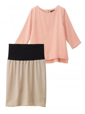 【セット】プルオーバートップス＆スカートセットアップ　マタニティ・授乳服【出産後も長く使える】21858