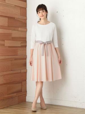 マタニティ トップス|リボン付きレイヤード風ワンピース　マタニティ・授乳服【出産後も長く使える】