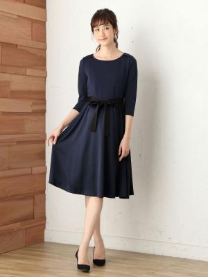 マタニティ トップス|リボン付きレイヤード風ワンピース　マタニティ・授乳服【出産後も長く使える】