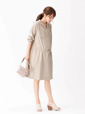 マタニティ ワンピース|ハイクオリティジョーゼットワンピース　マタニティ・授乳服【出産後も長く使える】|ベージュ