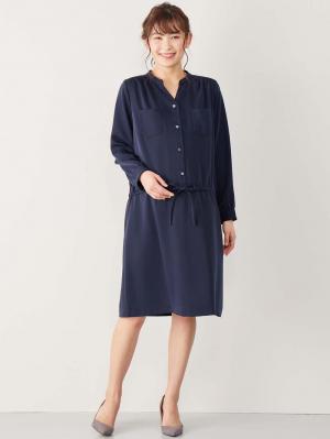 マタニティ ワンピース|ハイクオリティジョーゼットワンピース　マタニティ・授乳服【出産後も長く使える】|ネイビー