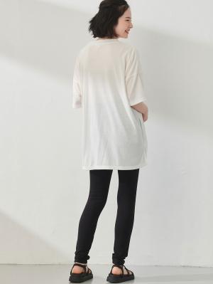 マタニティレッグウェア|fairy（フェアリー）【産前産後対応】涼感らくちんパンツ レギンス(11分丈)【出産後も長く使える】|ブラック