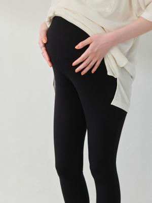 マタニティレッグウェア|fairy（フェアリー）【産前産後対応】涼感らくちんパンツ レギンス(11分丈)【出産後も長く使える】|ブラック