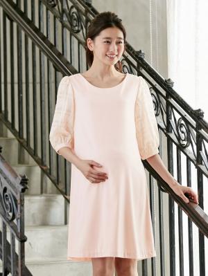 マタニティ・授乳服】シアーチェックスリーブサックワンピース