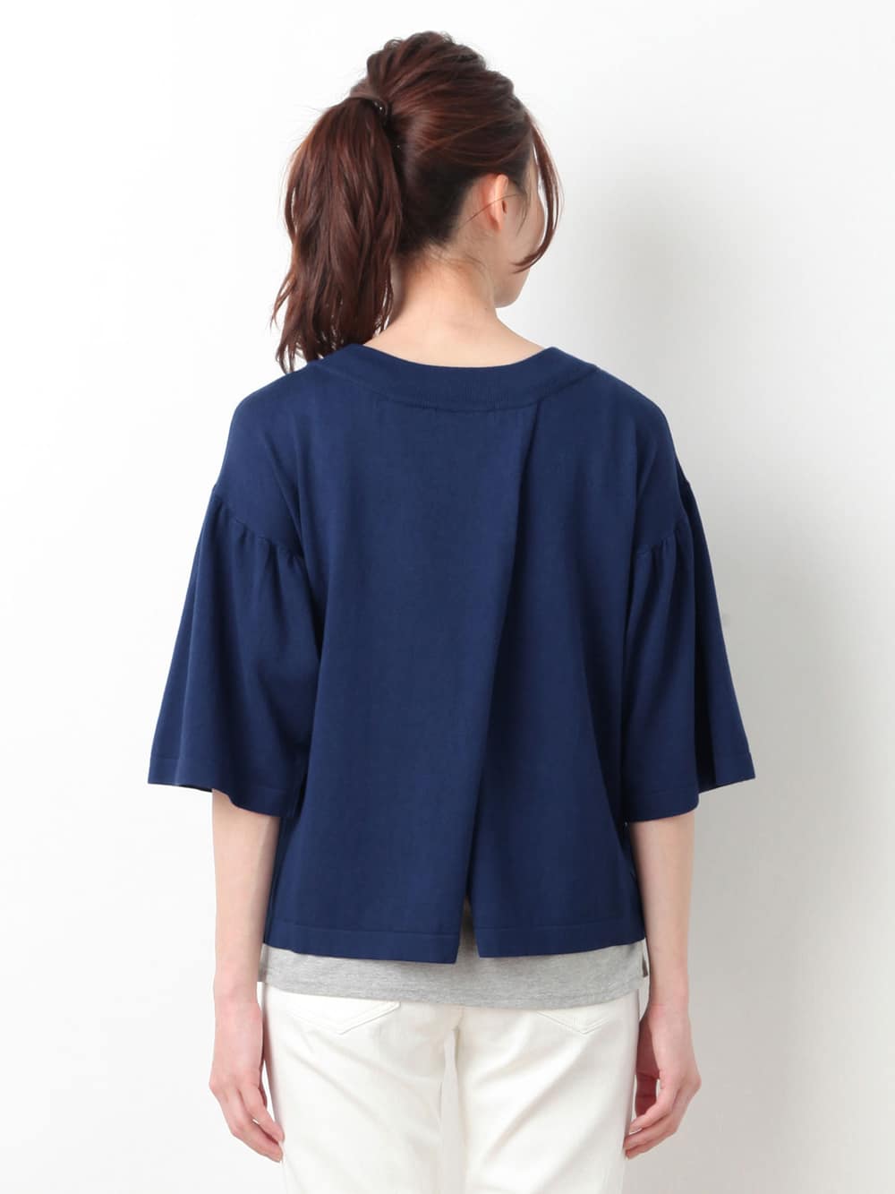 マタニティ トップス|バックシャンギャザースリーブニット　マタニティ・授乳服【出産後も長く使える】