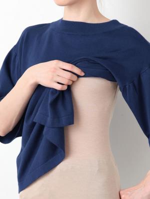 マタニティ トップス|バックシャンギャザースリーブニット　マタニティ・授乳服【出産後も長く使える】