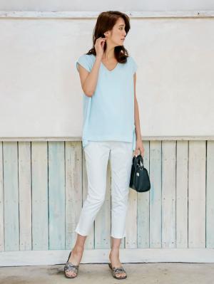 マタニティ トップス|Vネックジョーゼットノースリーブプルオーバー マタニティ・授乳服