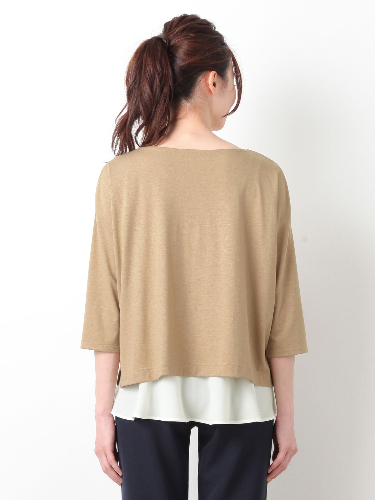 マタニティ トップス|裾フレアー七分袖Ｖネックトップス　マタニティ・授乳服【出産後も長く使える】