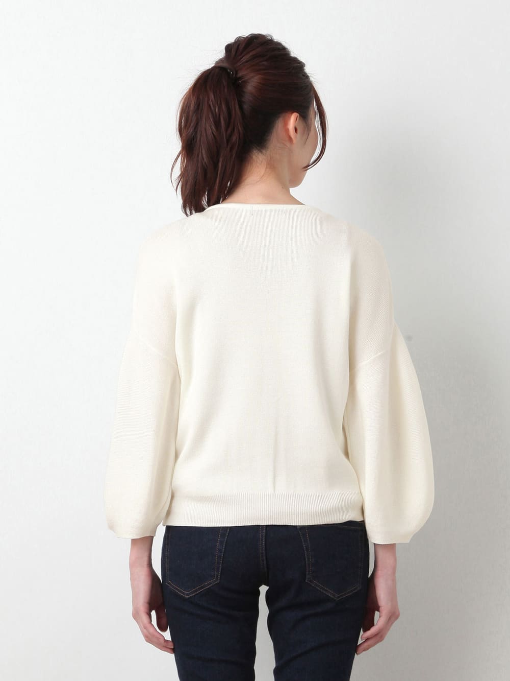 マタニティ トップス|袖バルーンＶネックニット【出産後も長く使える】