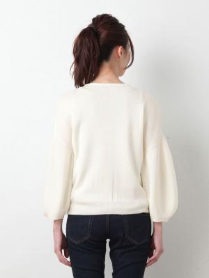 マタニティ トップス|袖バルーンＶネックニット【出産後も長く使える】