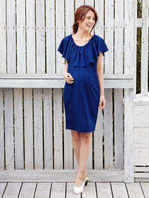 マタニティ ワンピース|【授乳口付】2WAYフリルワンピース