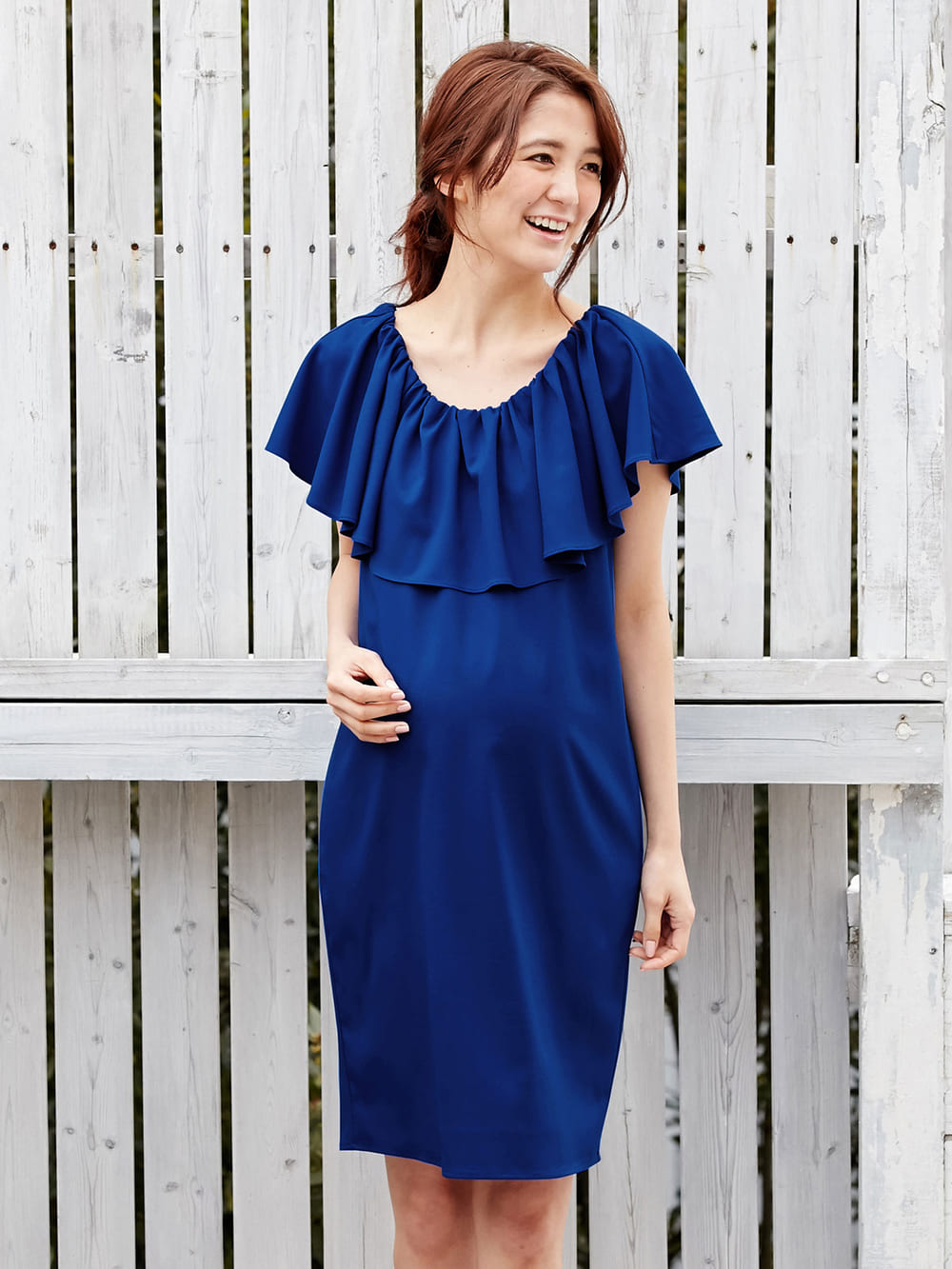 マタニティ ワンピース|【授乳口付】2WAYフリルワンピース