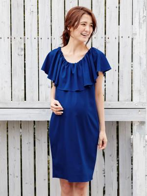 マタニティ ワンピース|【授乳口付】2WAYフリルワンピース