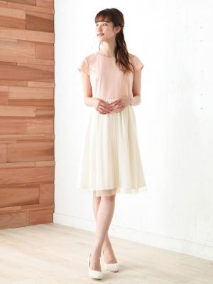 マタニティ ワンピース|【マタニティ・授乳服】異素材チュールスカートワンピース【出産後も長く使える】