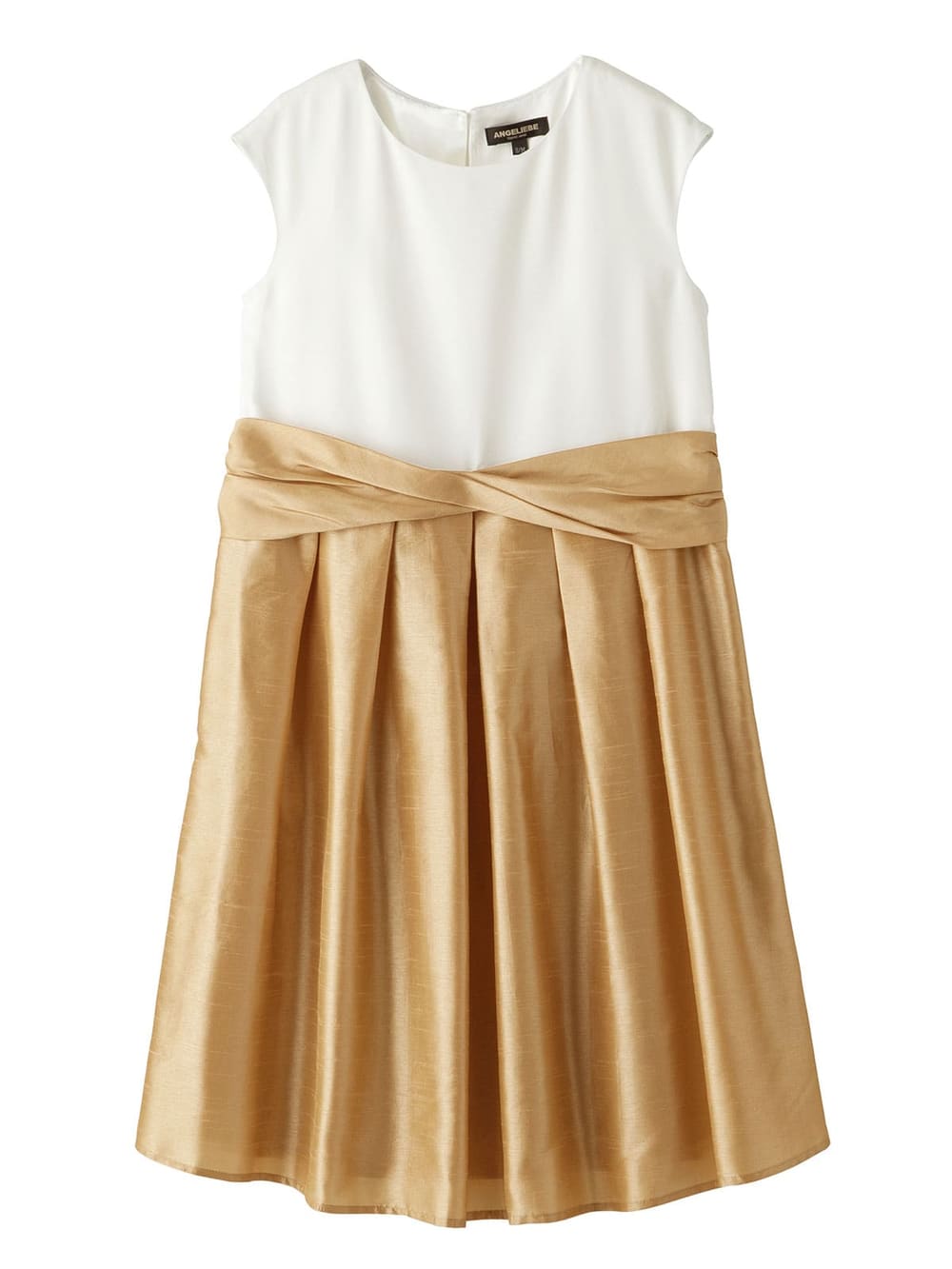 マタニティ ワンピース|ウエストツイストワンピース　マタニティ・授乳服|オフ×シャンパンゴールド