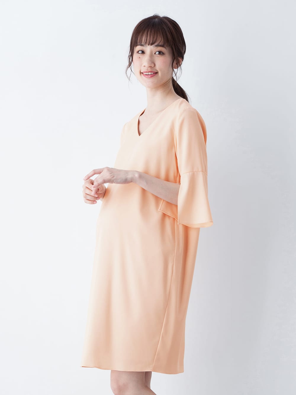 授乳口付 深vネックスリットベルスリーブワンピース マタニティ 授乳服の専門通販 エンジェリーベ おしゃれで機能的なマタニティ 授乳服が揃うエンジェリーベ マタニティインナーも豊富に取り扱ってます エンジェリーベ 公式オンラインショップ