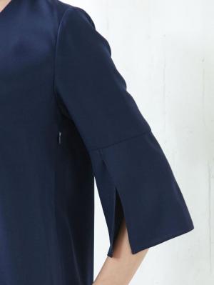 マタニティ ワンピース|深Vネックスリットベルスリーブワンピース　マタニティ・授乳服